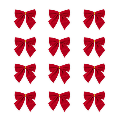 Vianočné dekoračné mašle červené 12ks 5x5,5cm