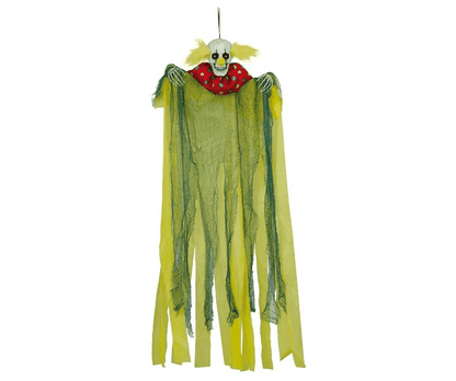Visiaca dekorácia Strašidelný klaun zelený s efektmi 120cm