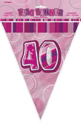 Vlajočky 40.narodeniny ružové 274cm