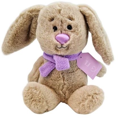 Zajac plyšový s fialovým šálom 23cm