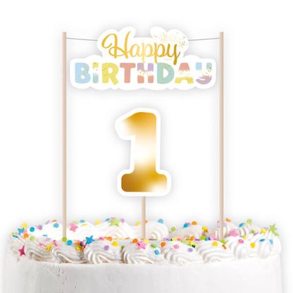 Zápich na tortu 1.narodeniny farebný 14cm
